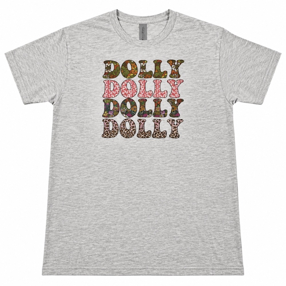 Dolly Parton Graphic T-Shirt Unisex Grey Heather Floral Leopard Print Tee Large